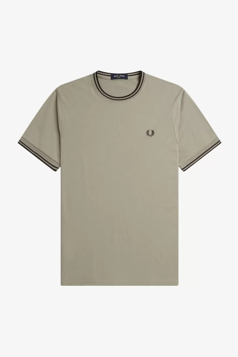 fred perry twin tipped herr t-shirt varm grå mörkröd