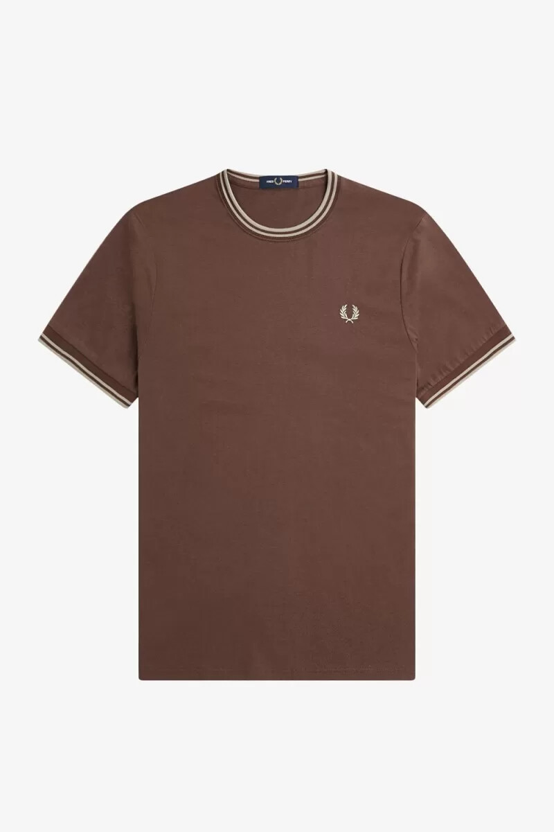 fred perry twin tipped herr t-shirt mörkröd varm grå