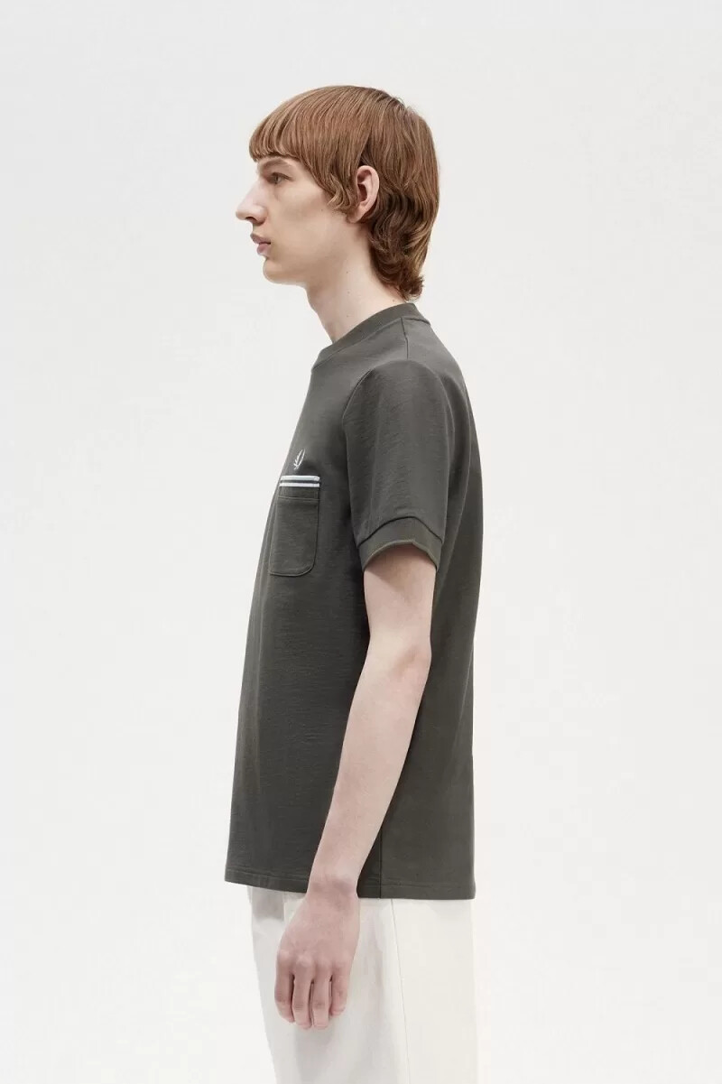 fred perry t-shirt med dubbelficka för män grön