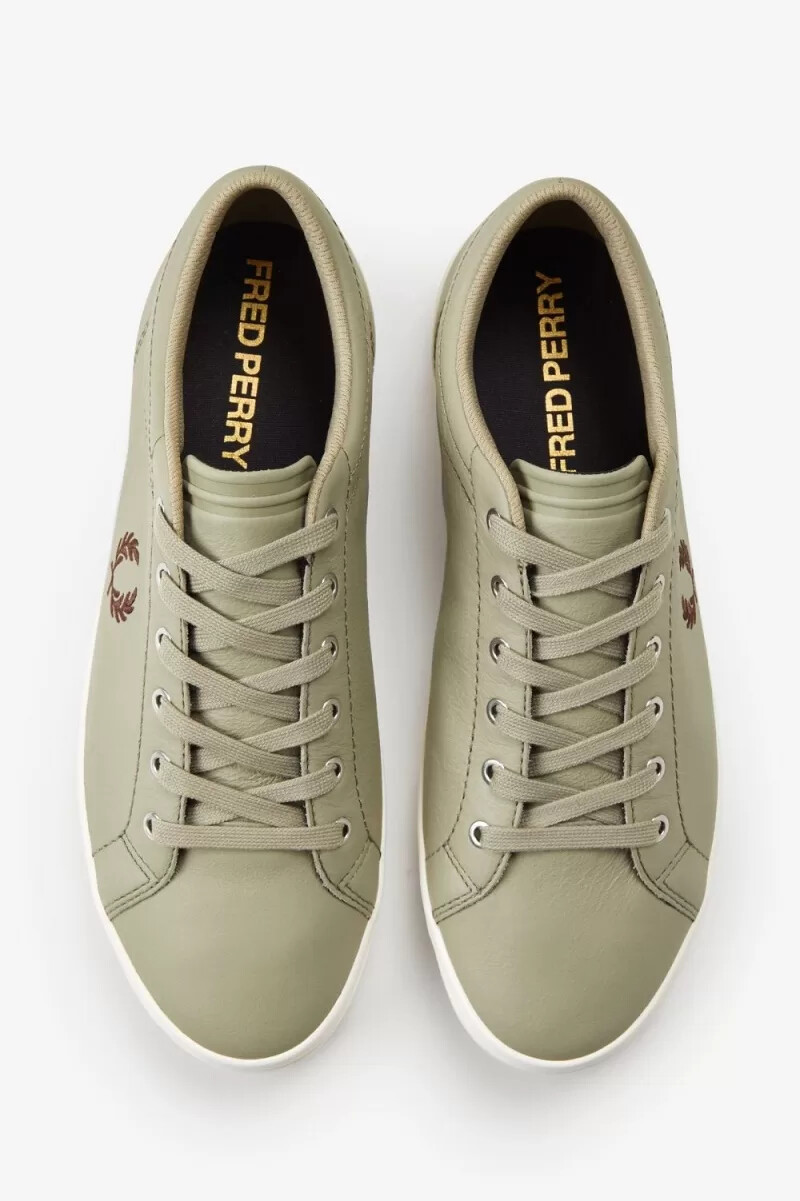 fred perry baseline herr tennisskor varmgrå mörkröd