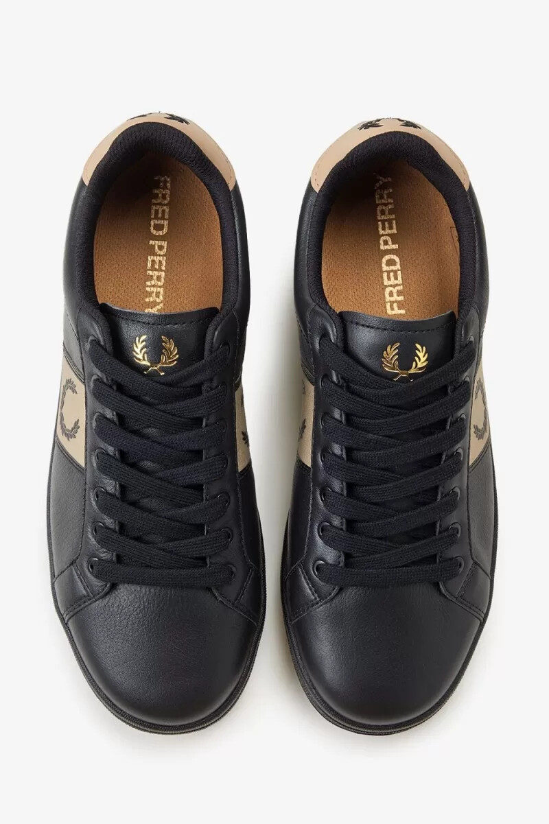 fred perry b721 herr tennisskor svart grön