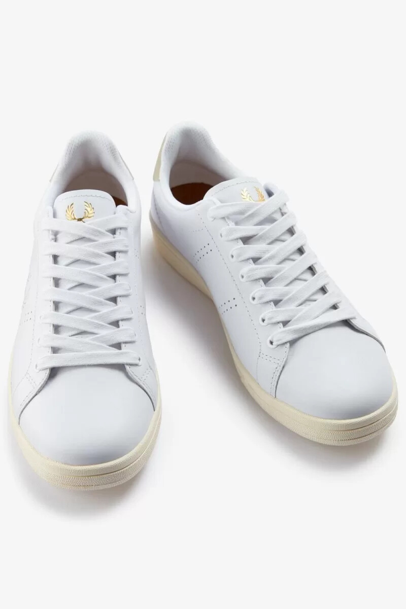 fred perry b721 herr tennisskor vita ljusmint