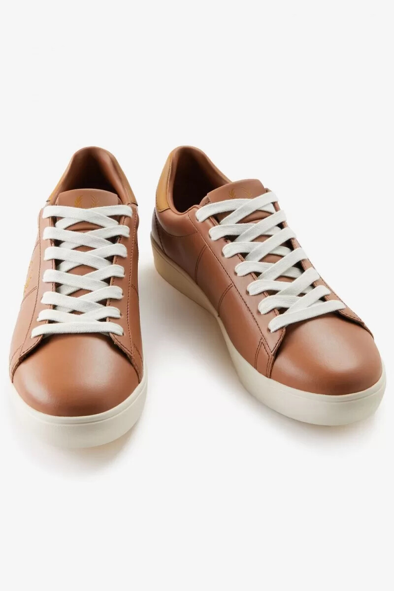 fred perry spencer herrtennisskor mörkbruna mörkkaffe