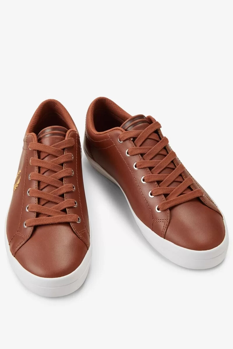 fred perry baseline herr tennisskor bruna