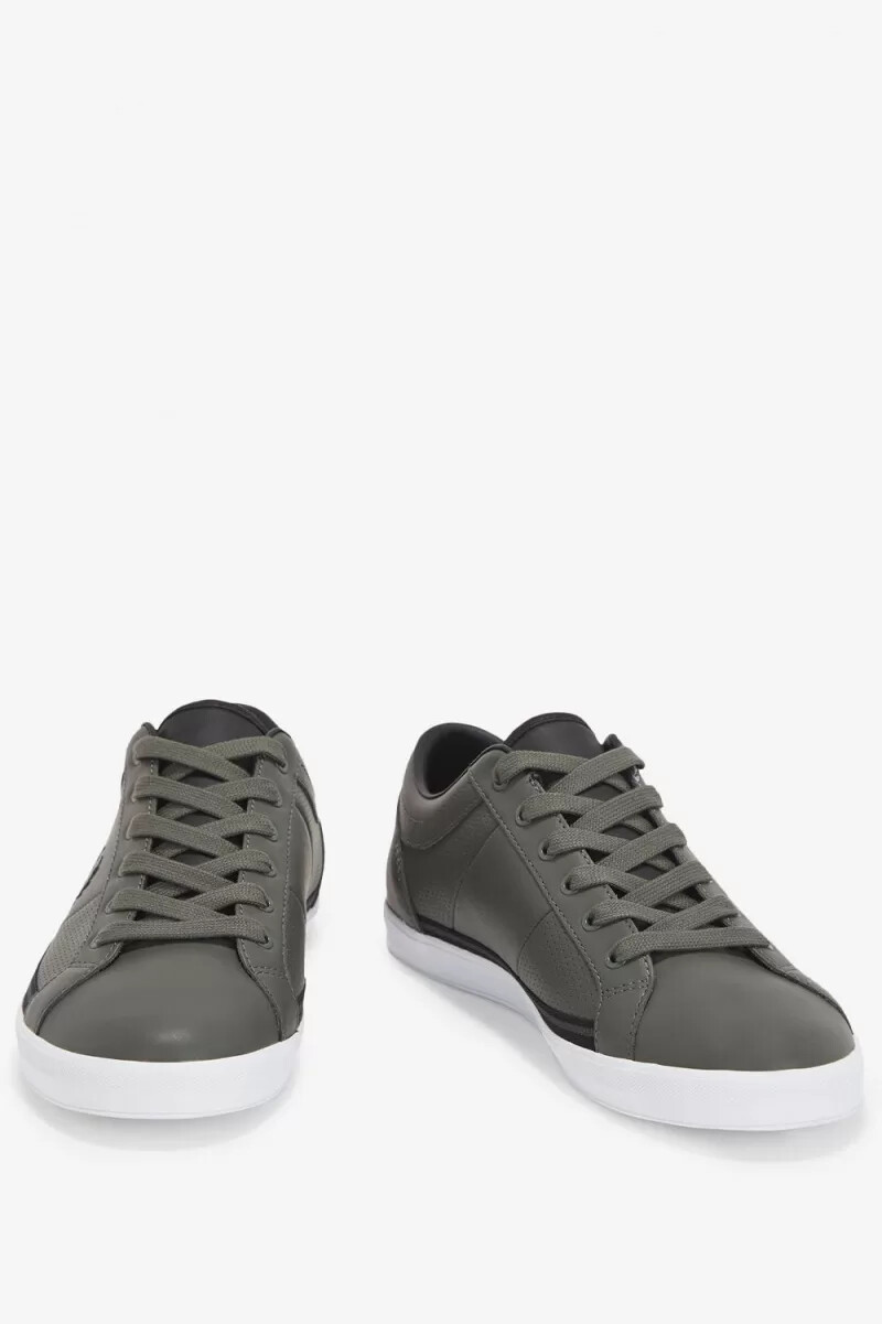 fred perry perforated baseline herr tennisskor field green black