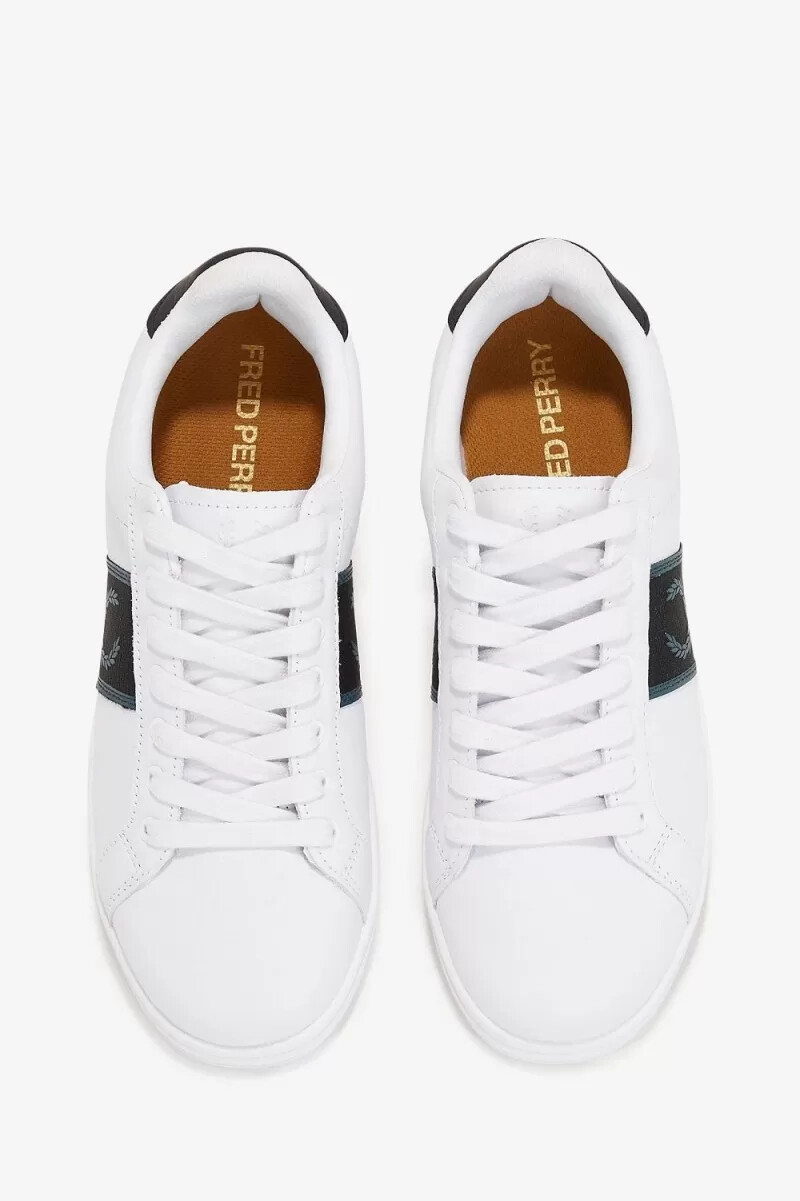 fred perry b721 herr tennisskor vita petrolblå