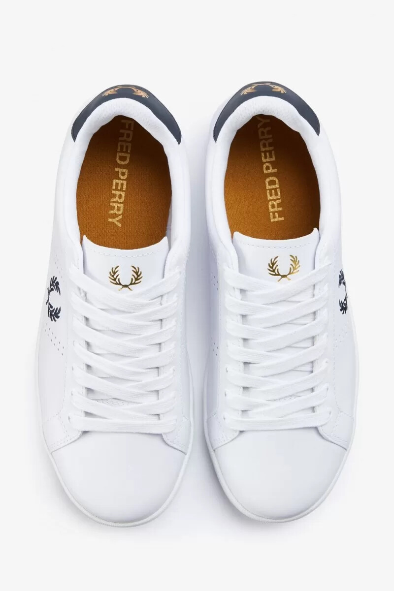fred perry b721 herr tennisskor vita marinblå
