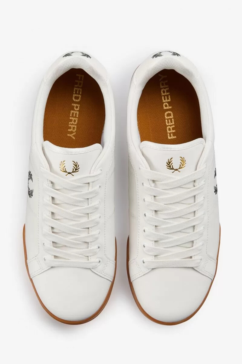 fred perry b722 herr tennisskor snövit fältgrön