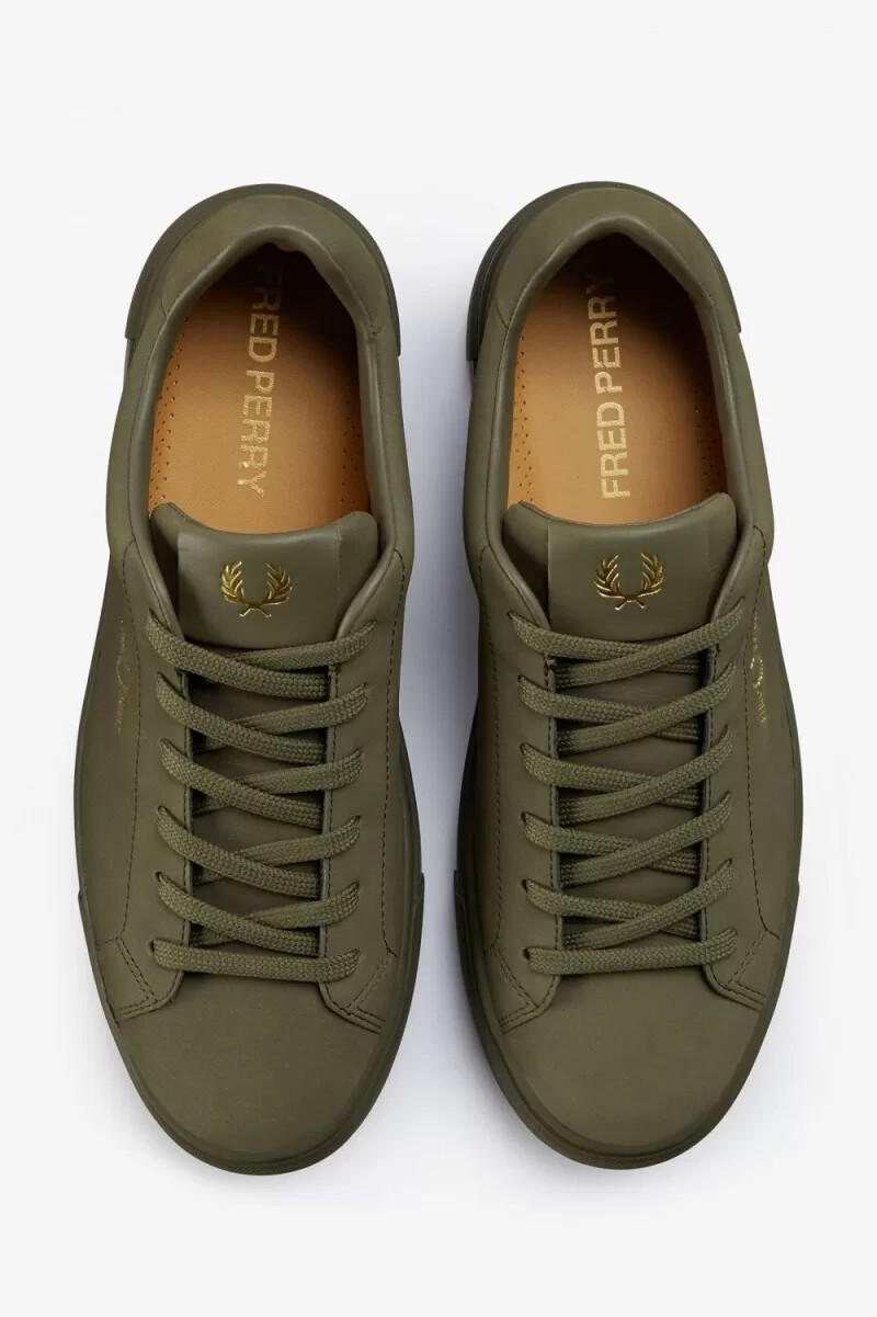 fred perry b71 herr tennisskor uniform grön guld