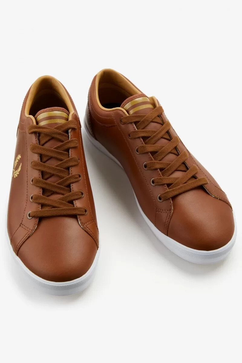 fred perry baseline herr tennisskor bruna
