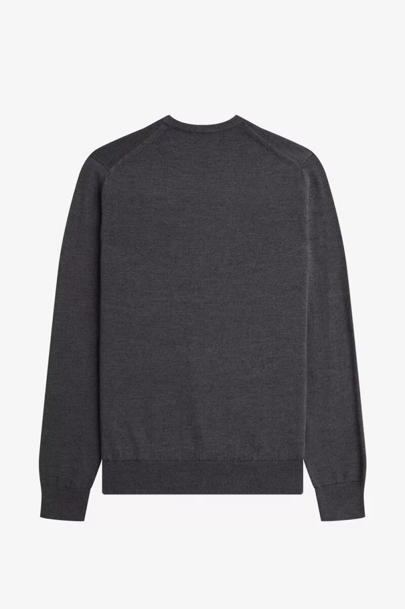 fred perry classic crew neck herrtröja mörkgrå marl