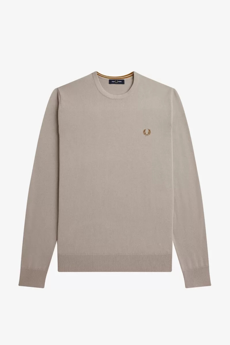 fred perry classic crew neck herrtröja mörk havregryn