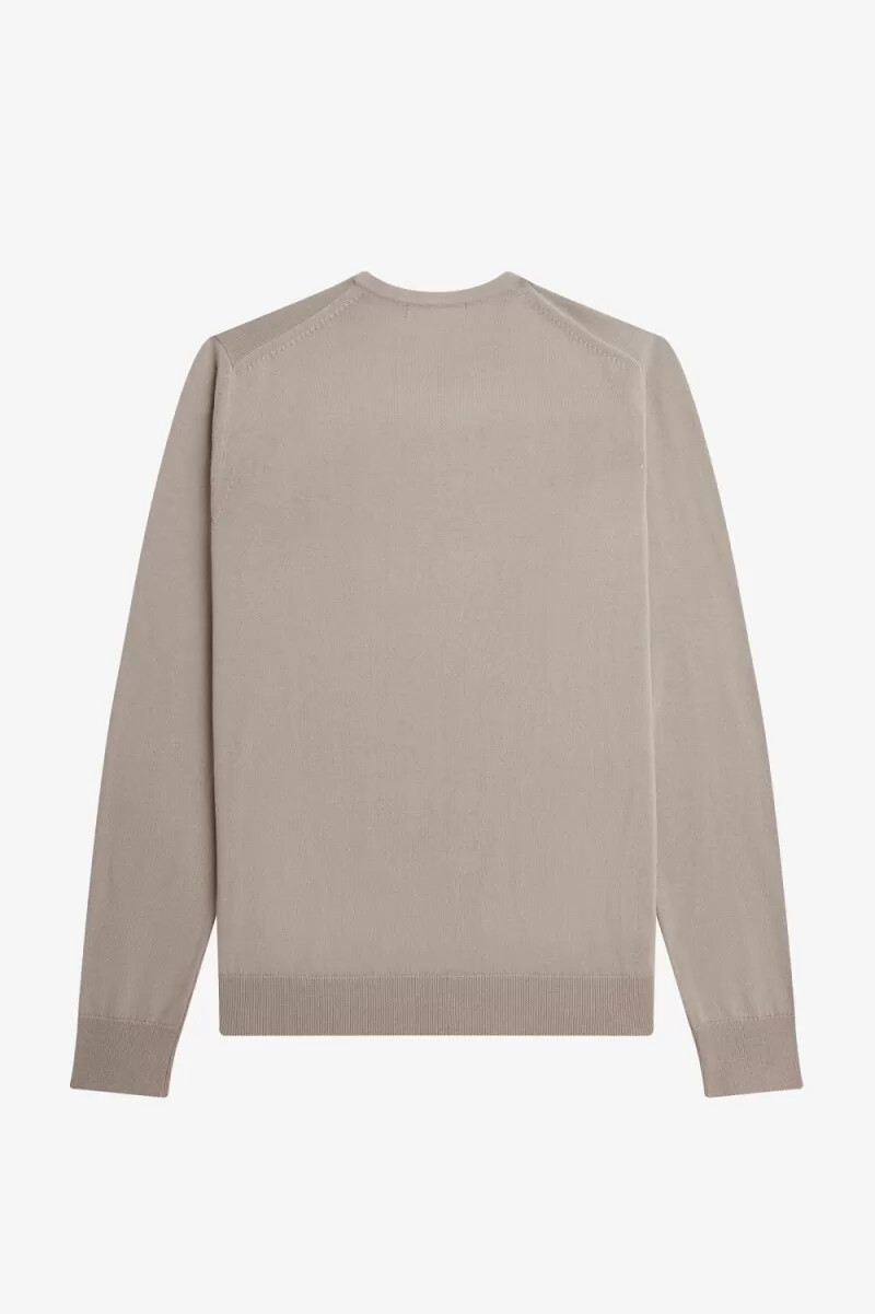 fred perry classic crew neck herrtröja mörk havregryn