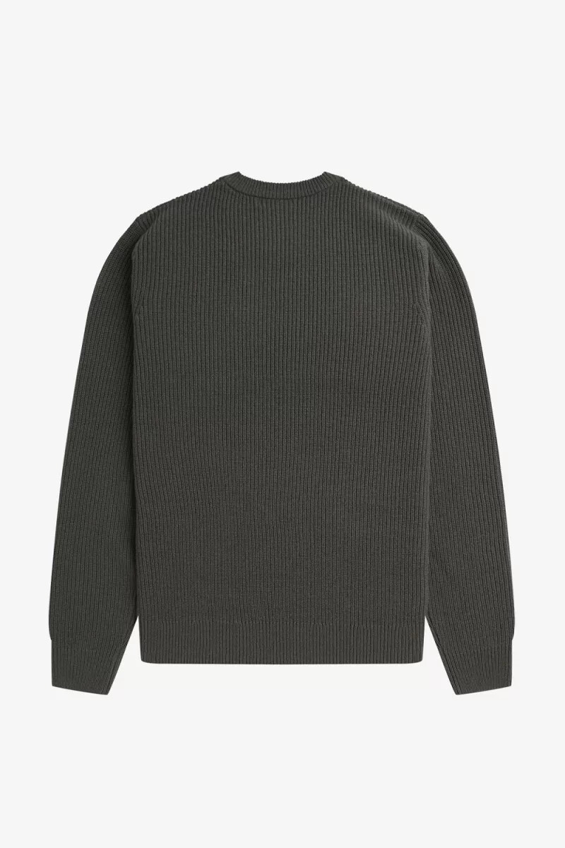 fred perry texturerad lammullströja herr grön