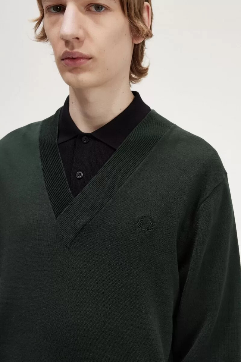 fred perry v-ringad herrtröja nattgrön