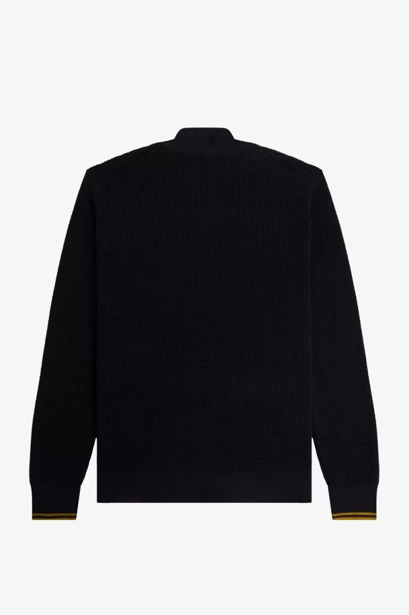 fred perry waffle stitch half zip herrtröja marinblå
