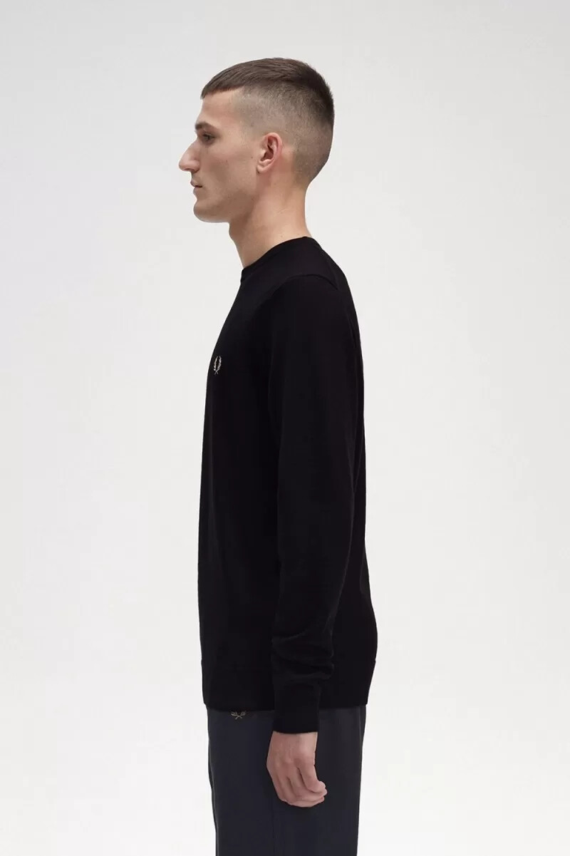 fred perry classic crew neck herrtröja svart