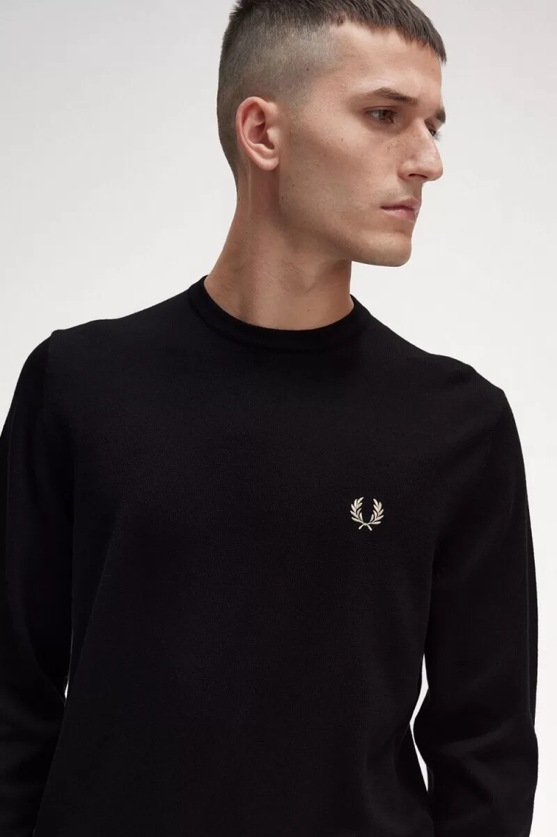 fred perry classic crew neck herrtröja svart