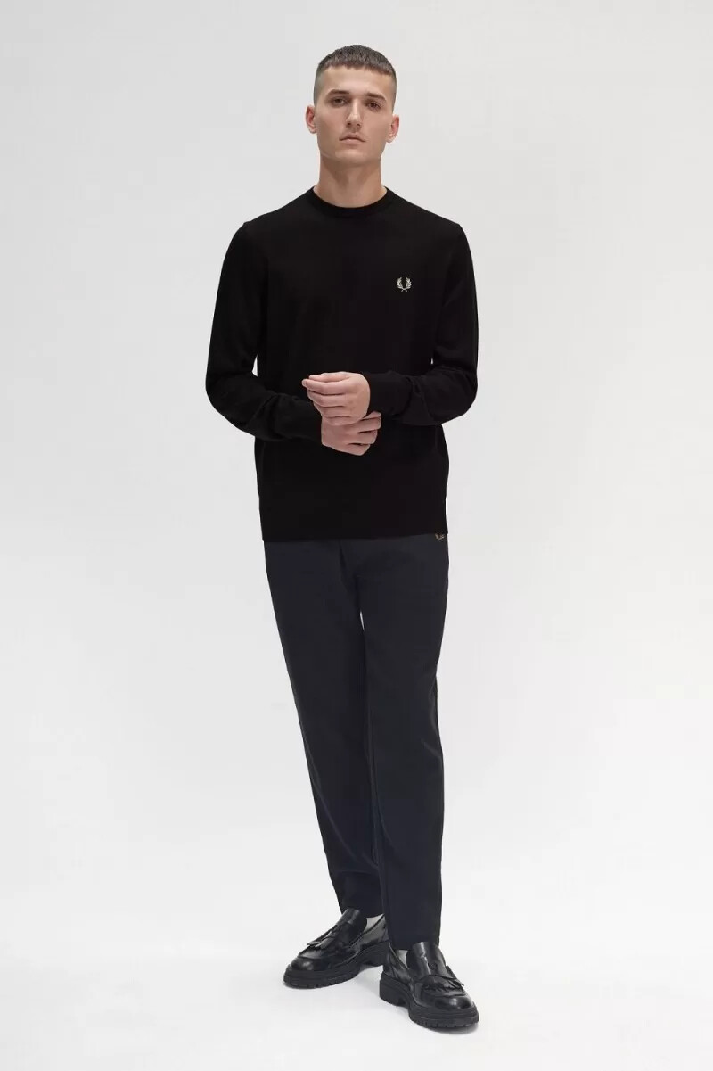 fred perry classic crew neck herrtröja svart