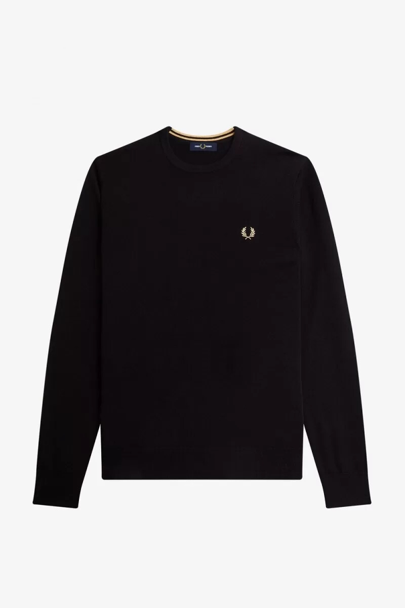 fred perry classic crew neck herrtröja svart