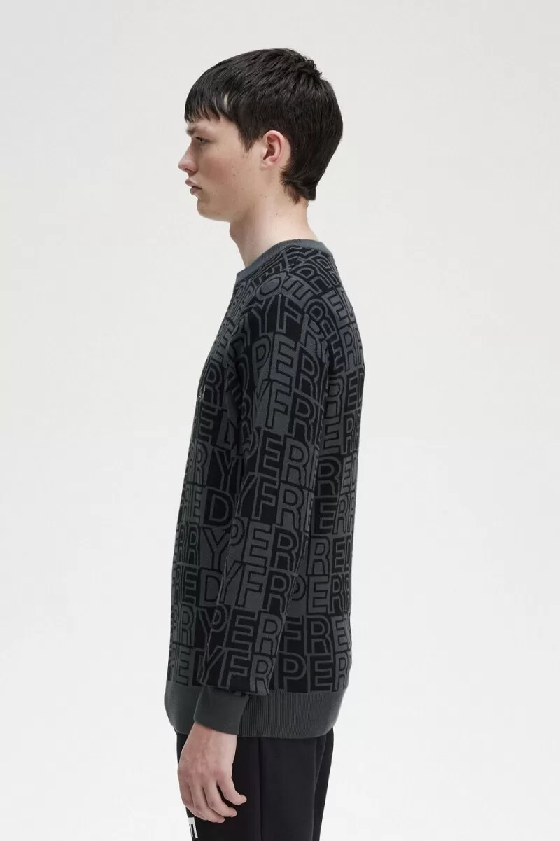 fred perry block graphic herrtröja i gunmetal
