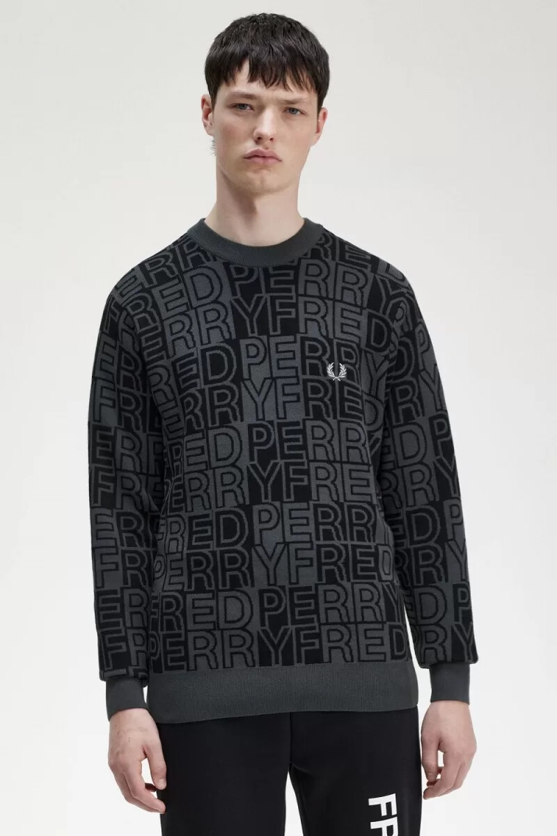 fred perry block graphic herrtröja i gunmetal