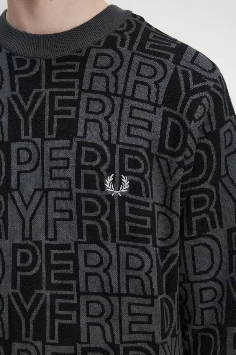 fred perry block graphic herrtröja i gunmetal