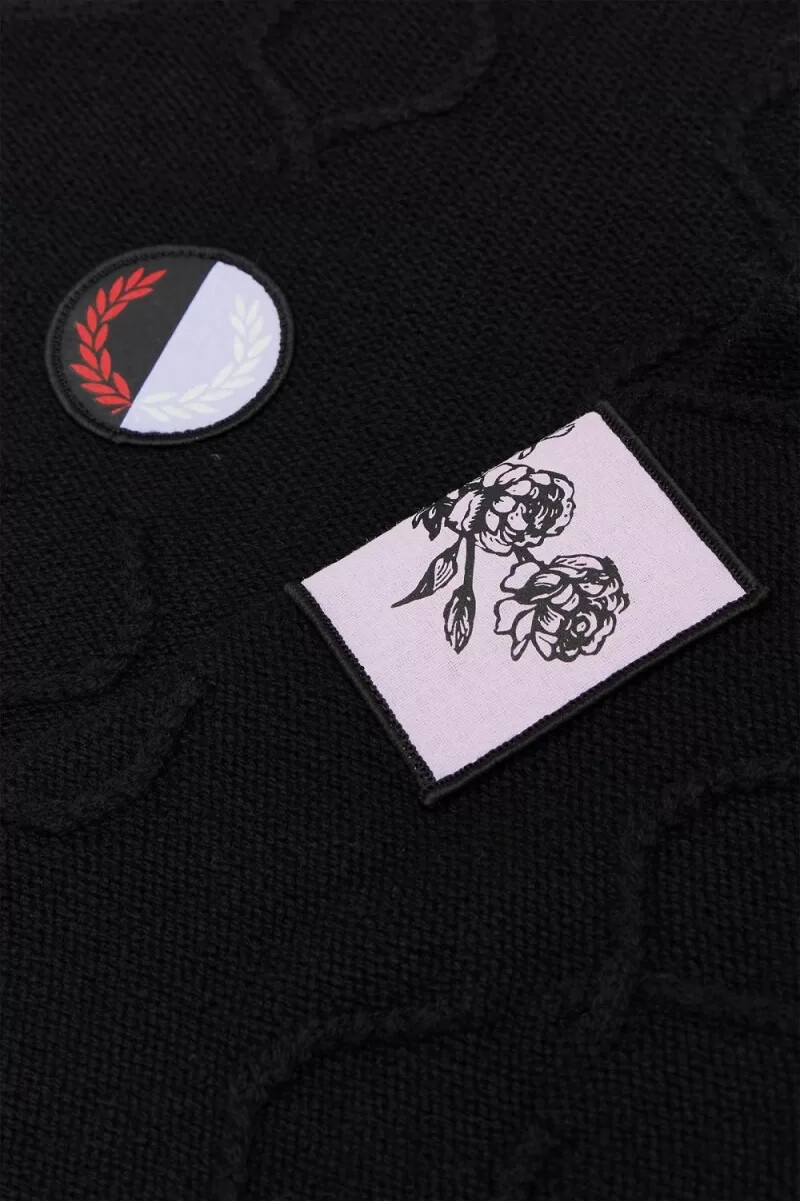 fred perry Överdimensionerad laurel wreath herrtröja svart