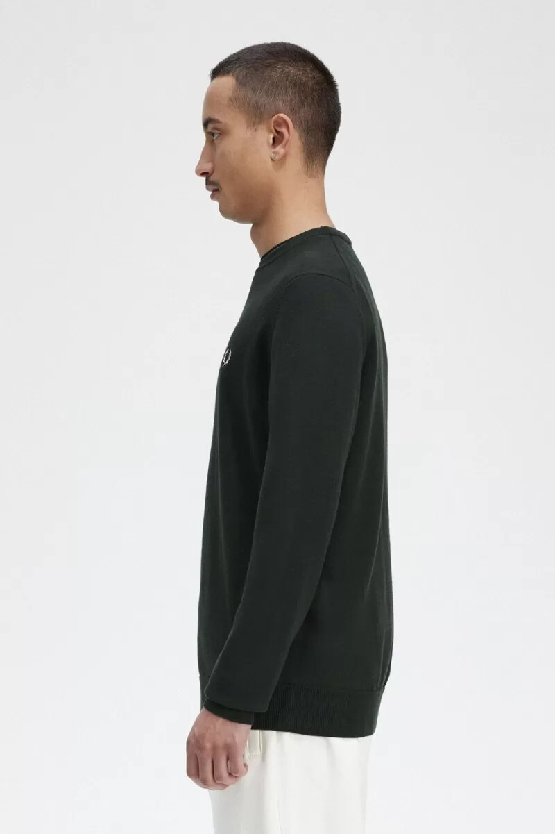 fred perry classic crew neck herrtröja nattgrön
