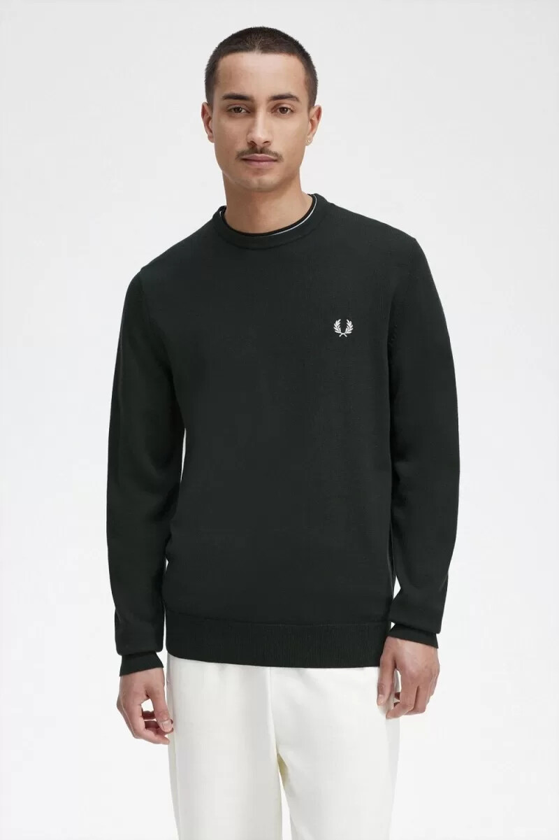 fred perry classic crew neck herrtröja nattgrön