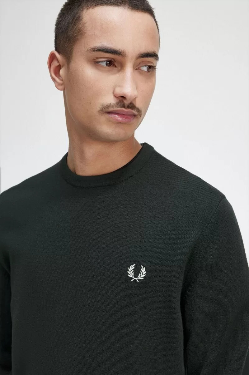 fred perry classic crew neck herrtröja nattgrön