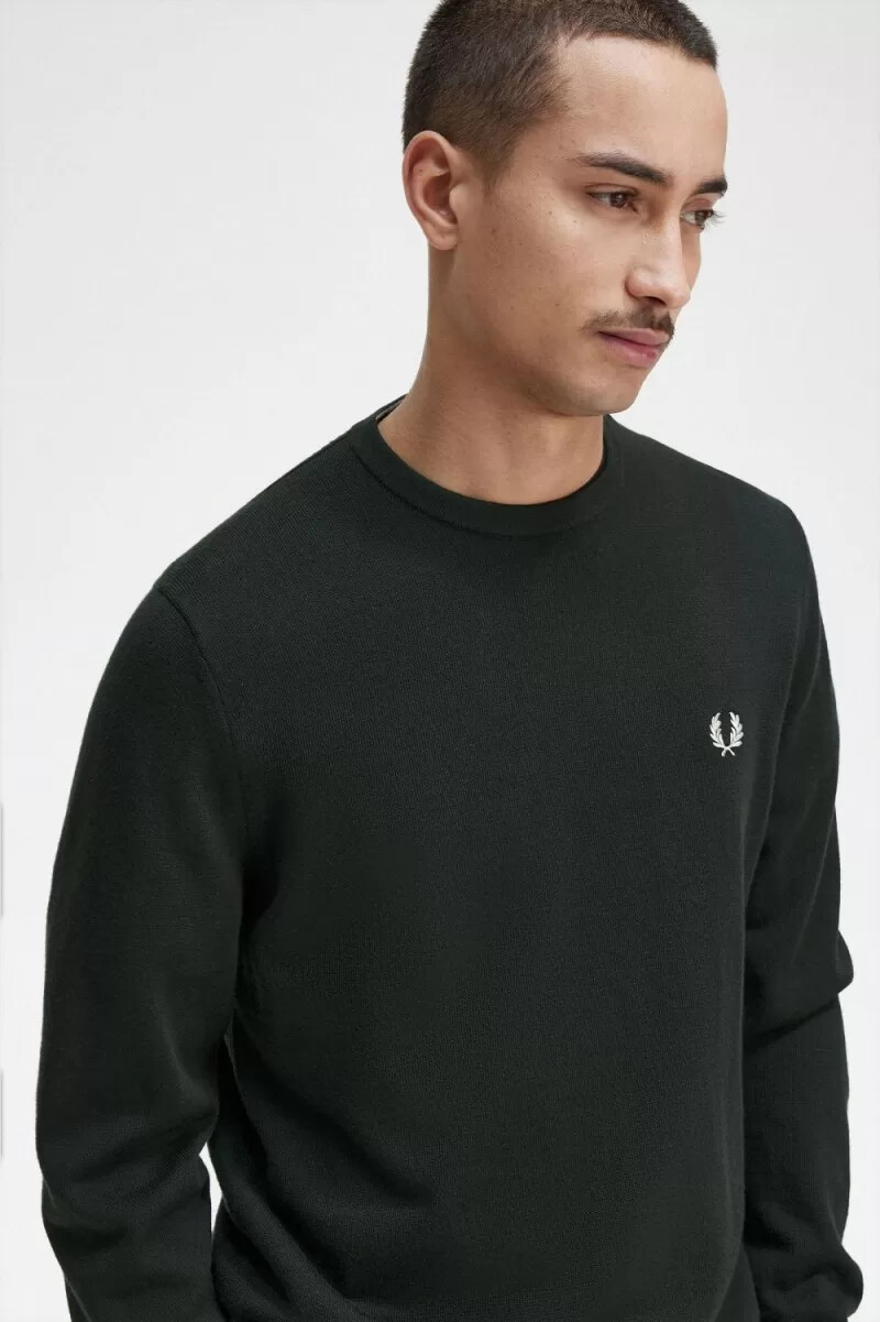 fred perry classic crew neck herrtröja nattgrön
