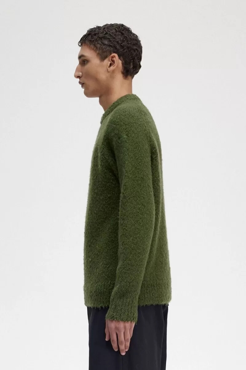 fred perry textured stickad herrtröja grön