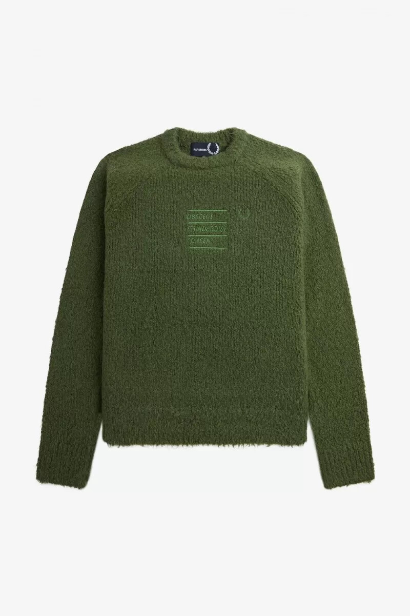fred perry textured stickad herrtröja grön