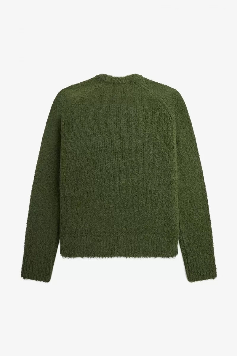 fred perry textured stickad herrtröja grön