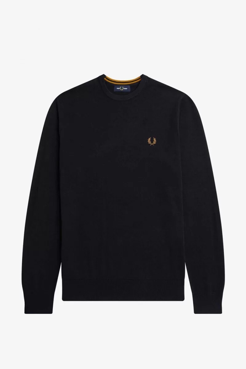 fred perry classic crew neck herrtröja marinblå