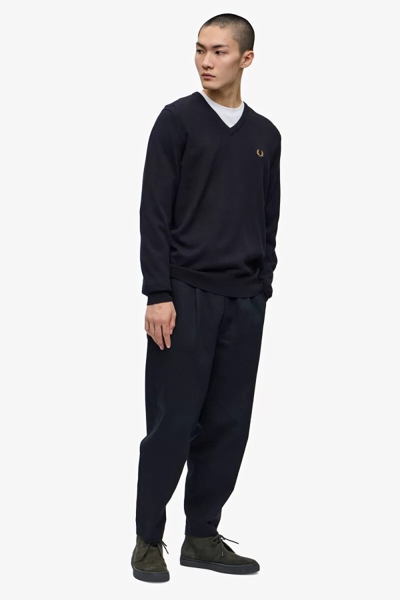 fred perry classic v-neck herrtröja marinblå