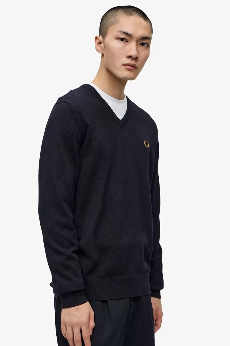 fred perry classic v-neck herrtröja marinblå
