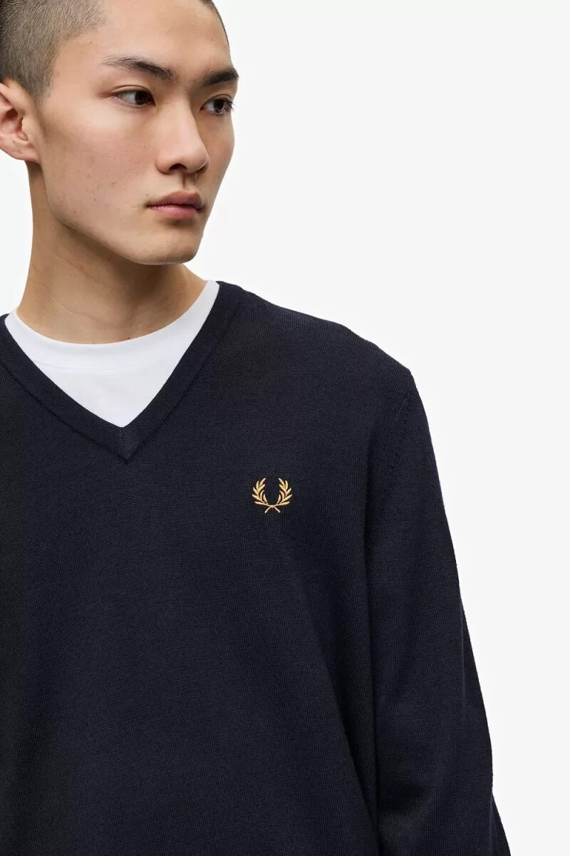 fred perry classic v-neck herrtröja marinblå