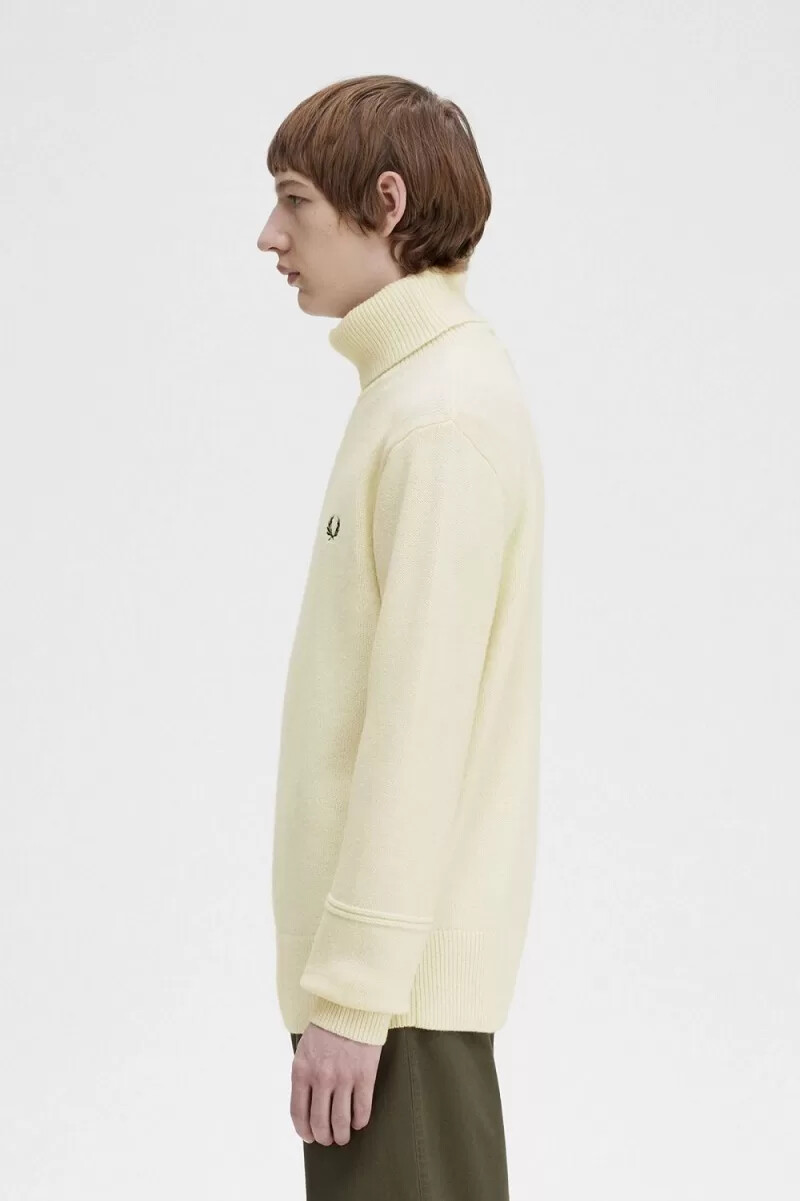 fred perry stickad polotröja herr beige