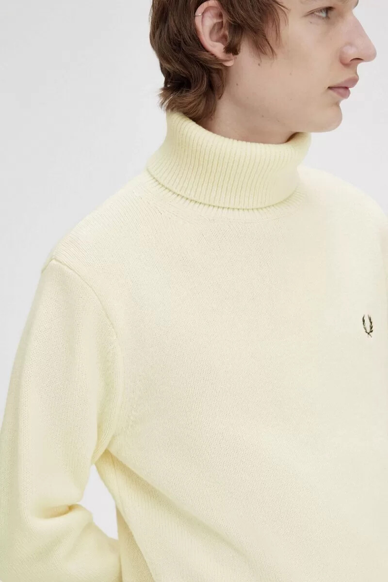 fred perry stickad polotröja herr beige