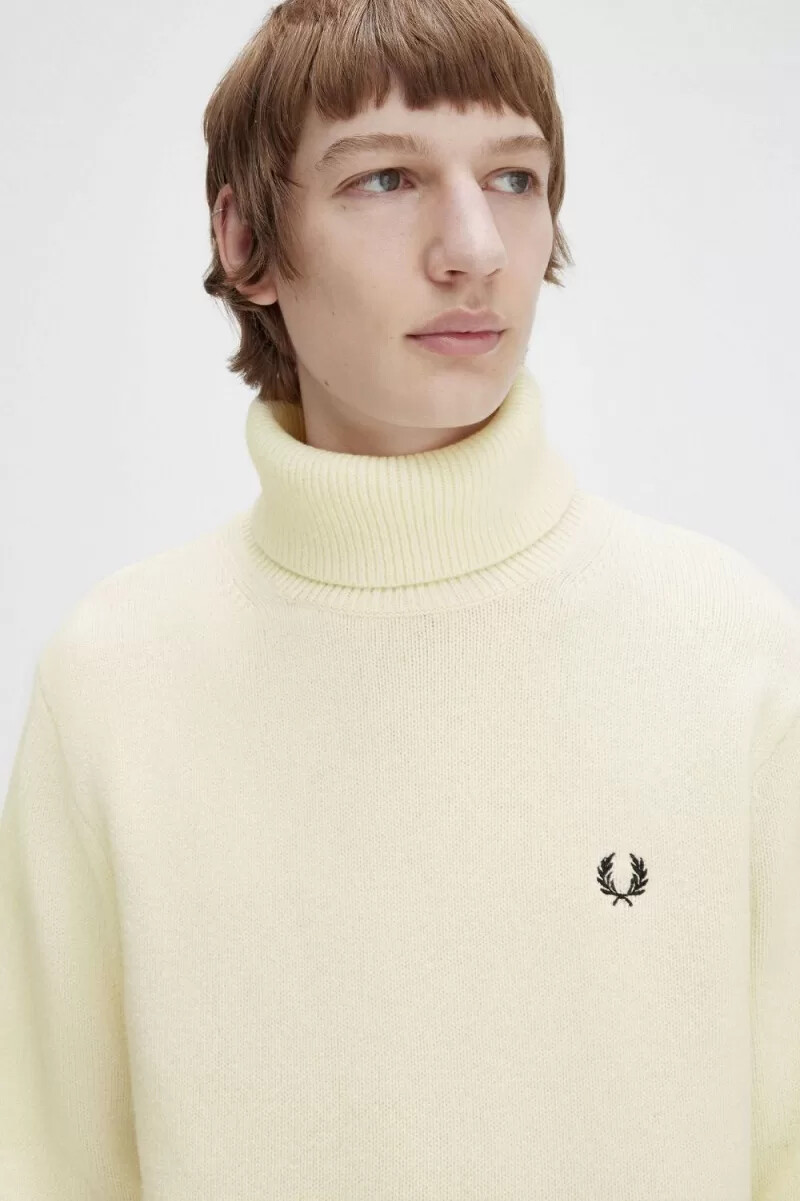 fred perry stickad polotröja herr beige