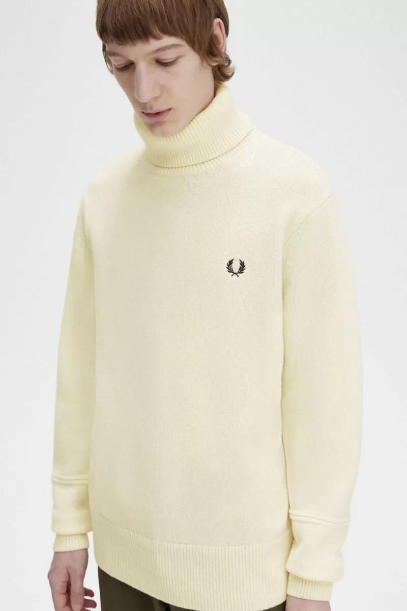 fred perry stickad polotröja herr beige