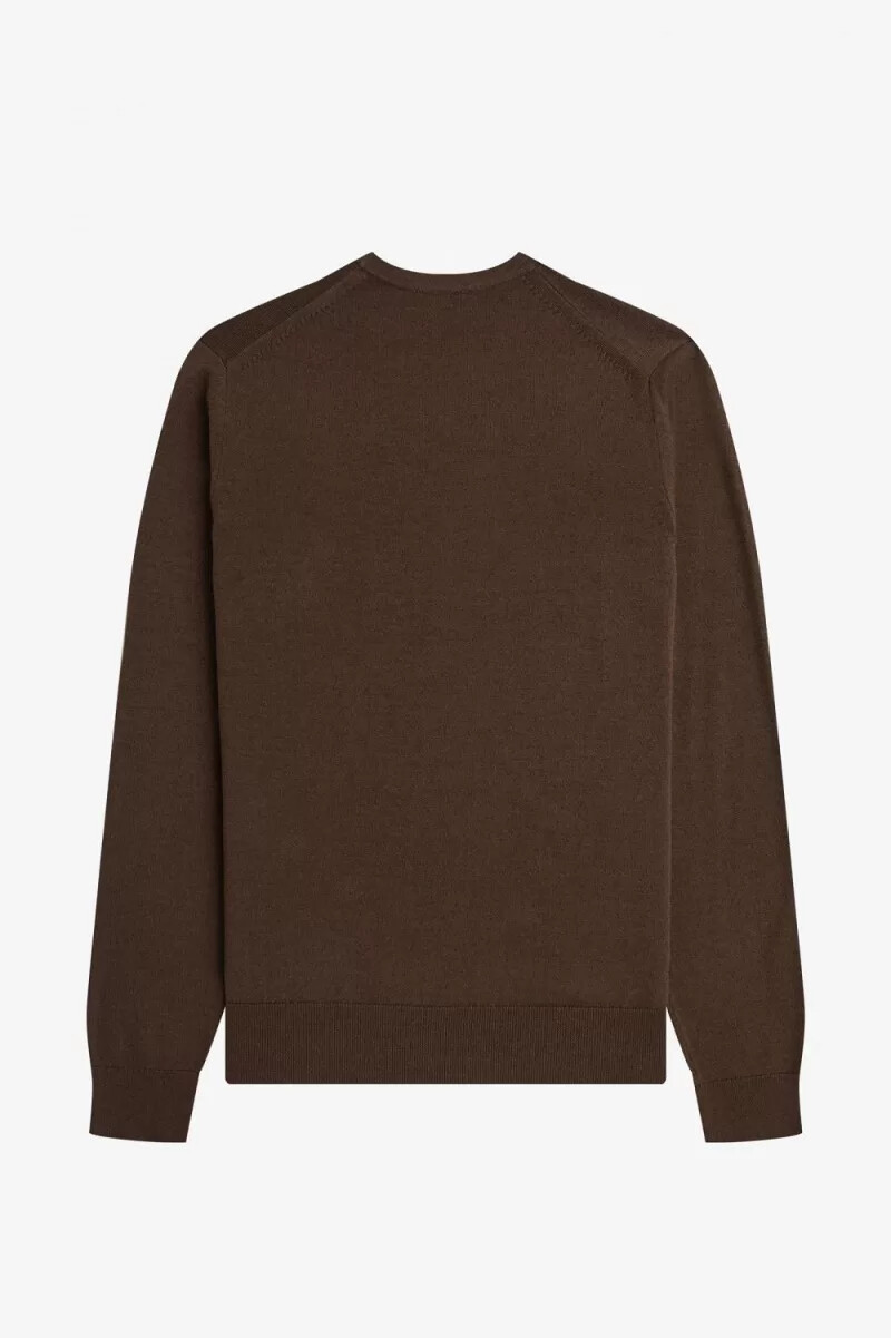 fred perry classic crew neck herrtröja burnt tobacco