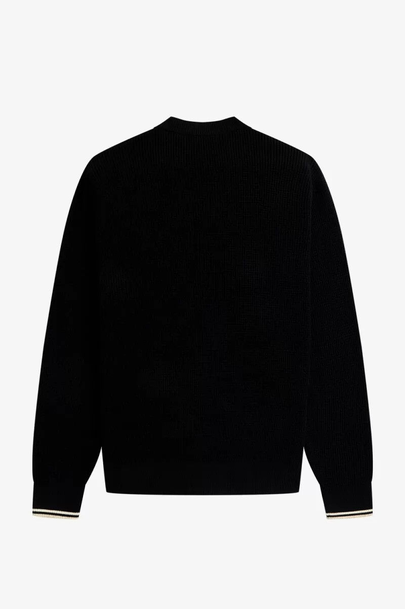 fred perry waffle stitch herrtröja svart