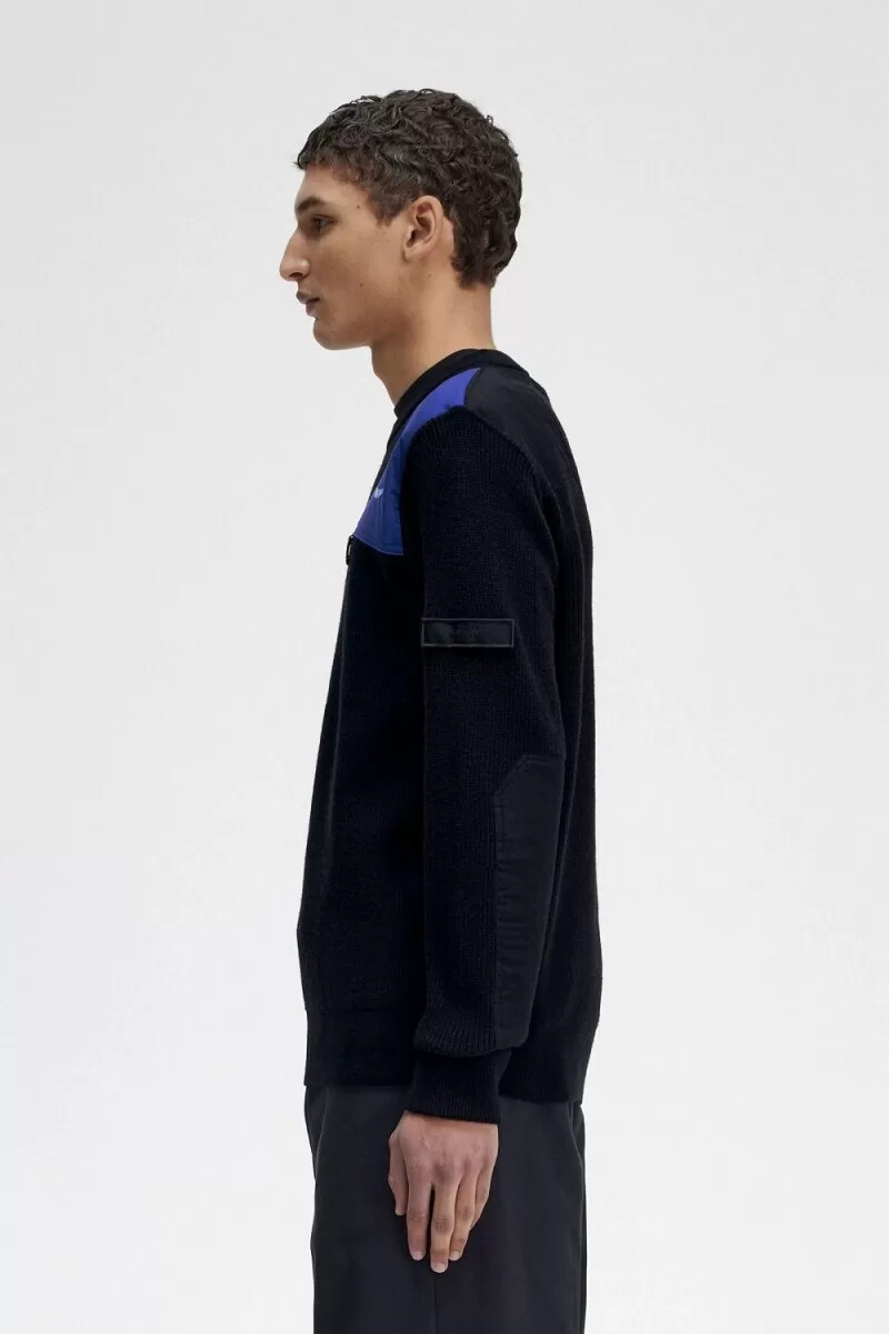 fred perry patch detail herrtröja svart