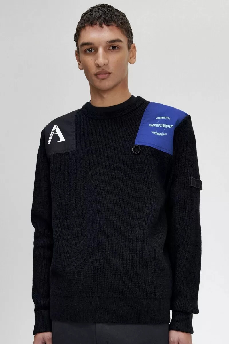 fred perry patch detail herrtröja svart