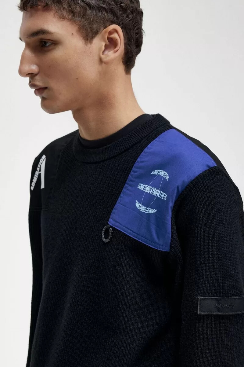 fred perry patch detail herrtröja svart
