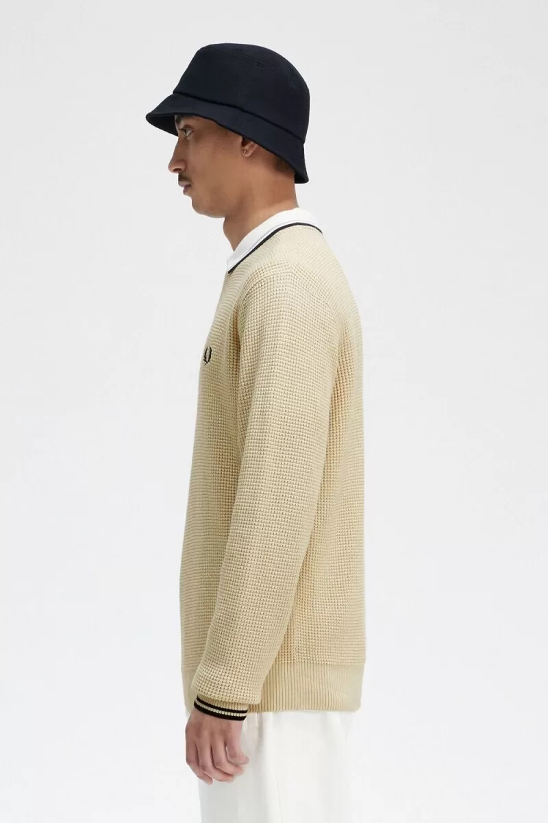 fred perry waffle stitch herrtröja havregryn
