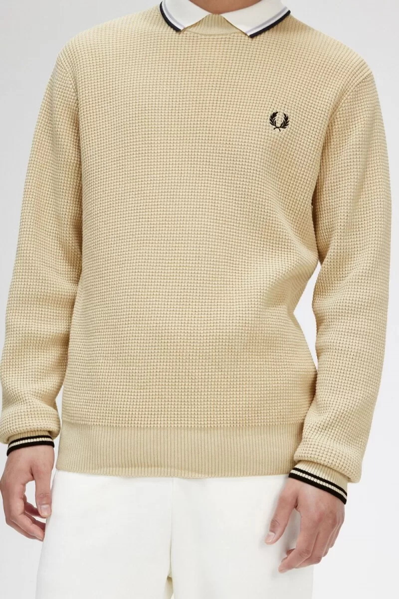 fred perry waffle stitch herrtröja havregryn